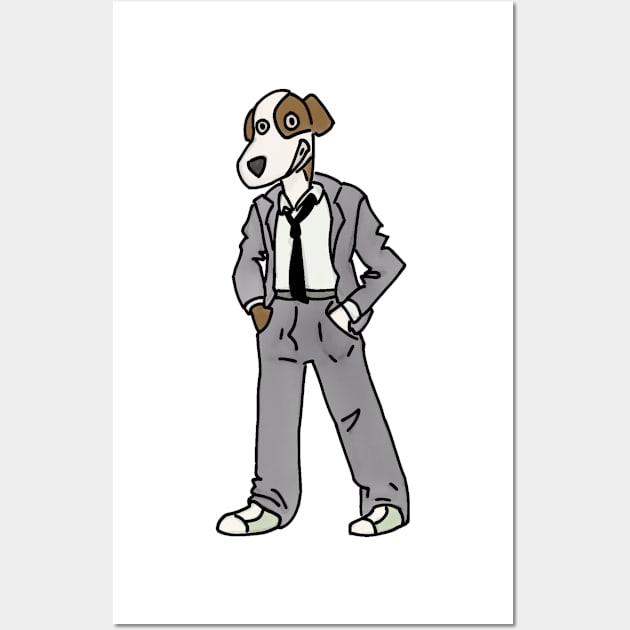 dog in a suit Wall Art by coolmerchstuff